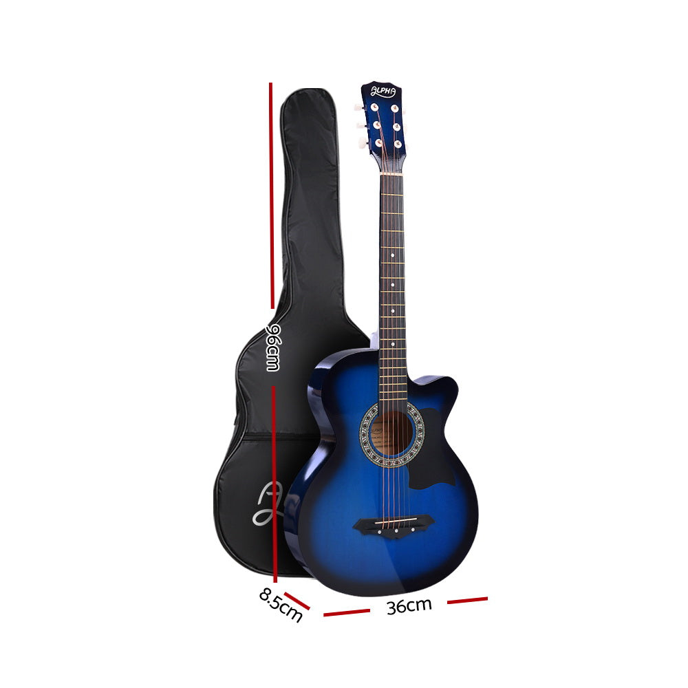 38 Inch Wooden Acoustic Guitar with Accessories set Blue