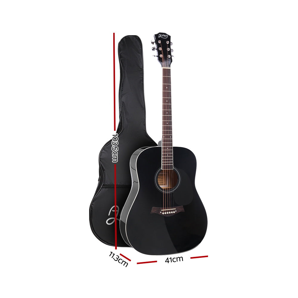 41 Inch Wooden Acoustic Guitar with Accessories set Black