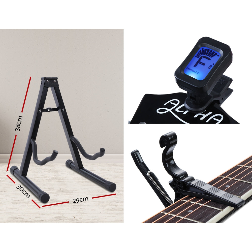 41 Inch Wooden Acoustic Guitar with Accessories set Black