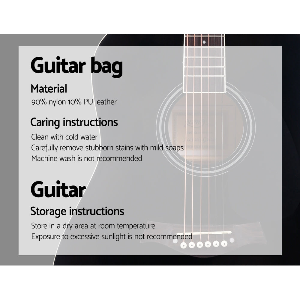 41 Inch Wooden Acoustic Guitar with Accessories set Black