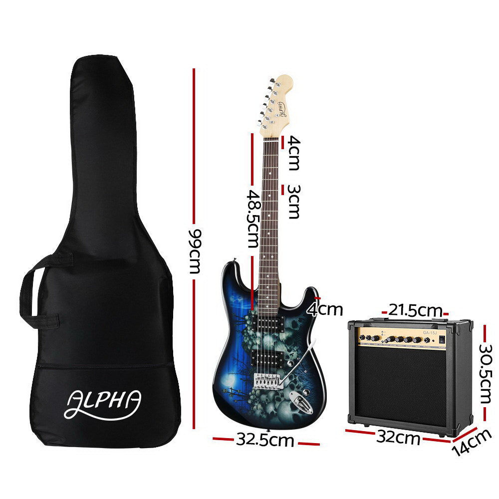 Electric Guitar And AMP Music String Instrument Rock Blue Carry Bag Steel String