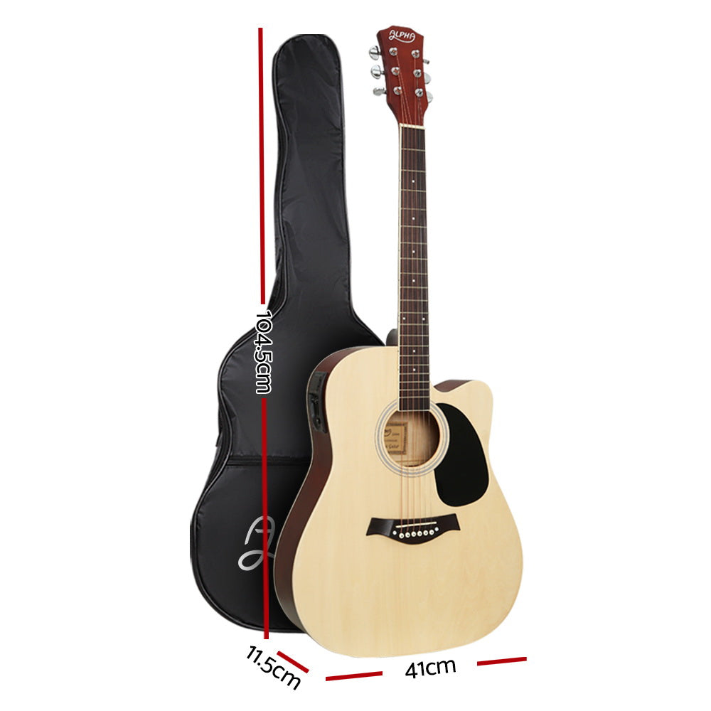 41" Inch Electric Acoustic Guitar Wooden Classical with Pickup Capo Tuner Bass Natural