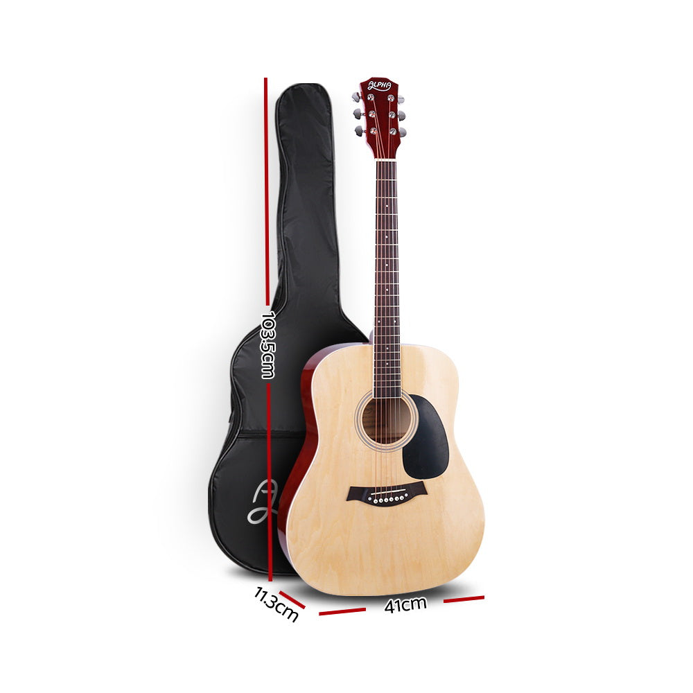 41 Inch Wooden Acoustic Guitar with Accessories set Natural Wood