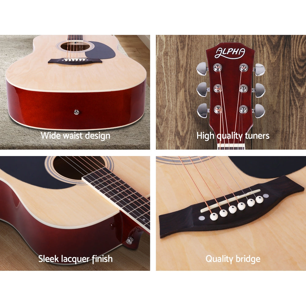 41 Inch Wooden Acoustic Guitar with Accessories set Natural Wood