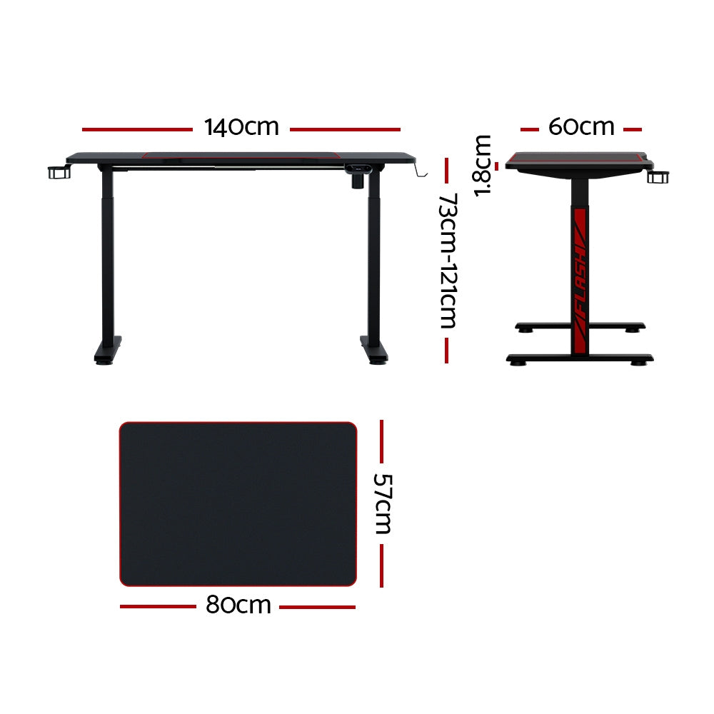 Electric Standing Desk Gaming Desks Sit Stand Table RGB Light Home Office