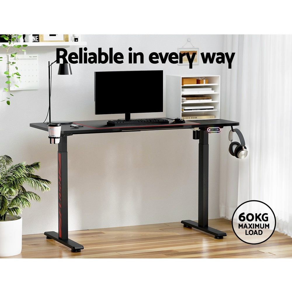 Electric Standing Desk Gaming Desks Sit Stand Table RGB Light Home Office