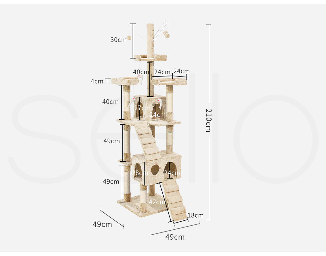 2.1M Cat Scratching Post Tree Gym House Condo Furniture Scratcher Tower