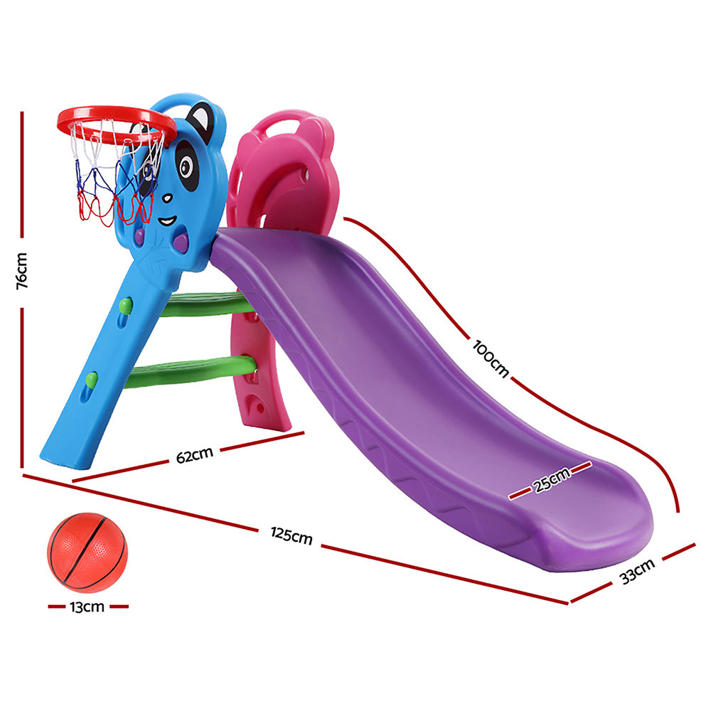 Kids Slide with Basketball Hoop Outdoor Indoor Playground Toddler Play