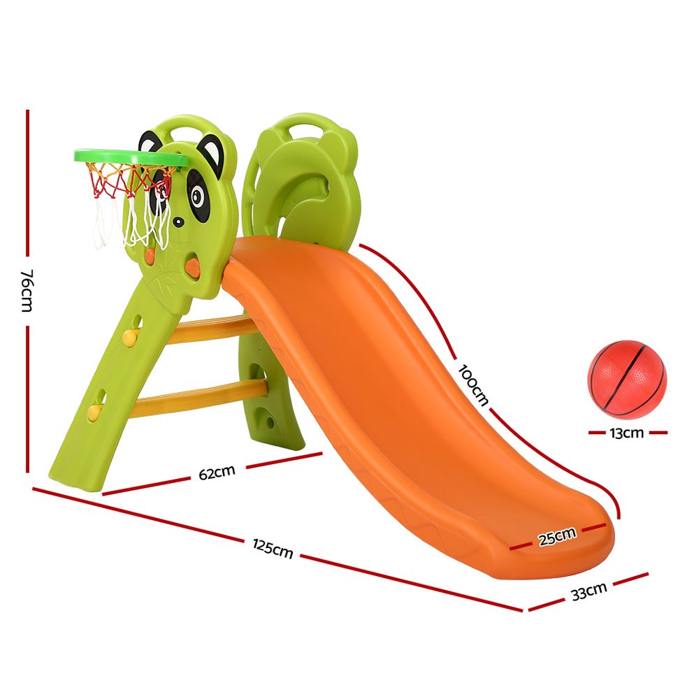 Kids Slide Basketball Hoop Activity Center Outdoor Toddler Play Set Orange