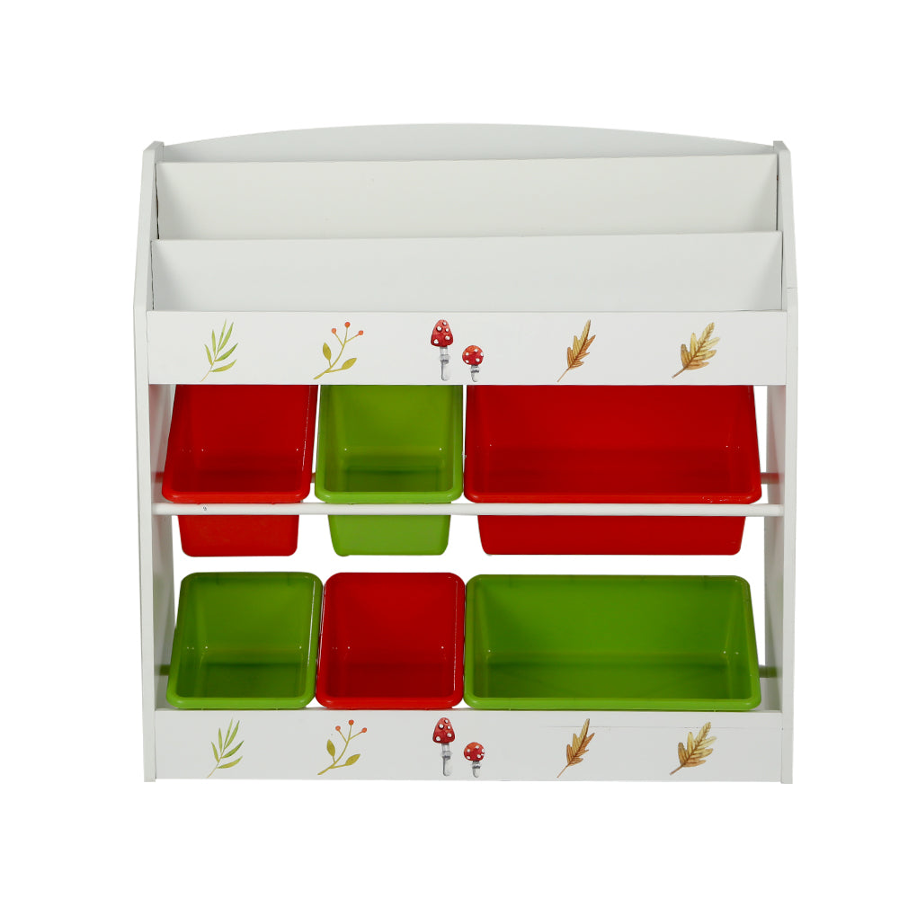 Kids Bookshelf Toy Box Organiser Children 6 Bins Display Shelf Storage Box