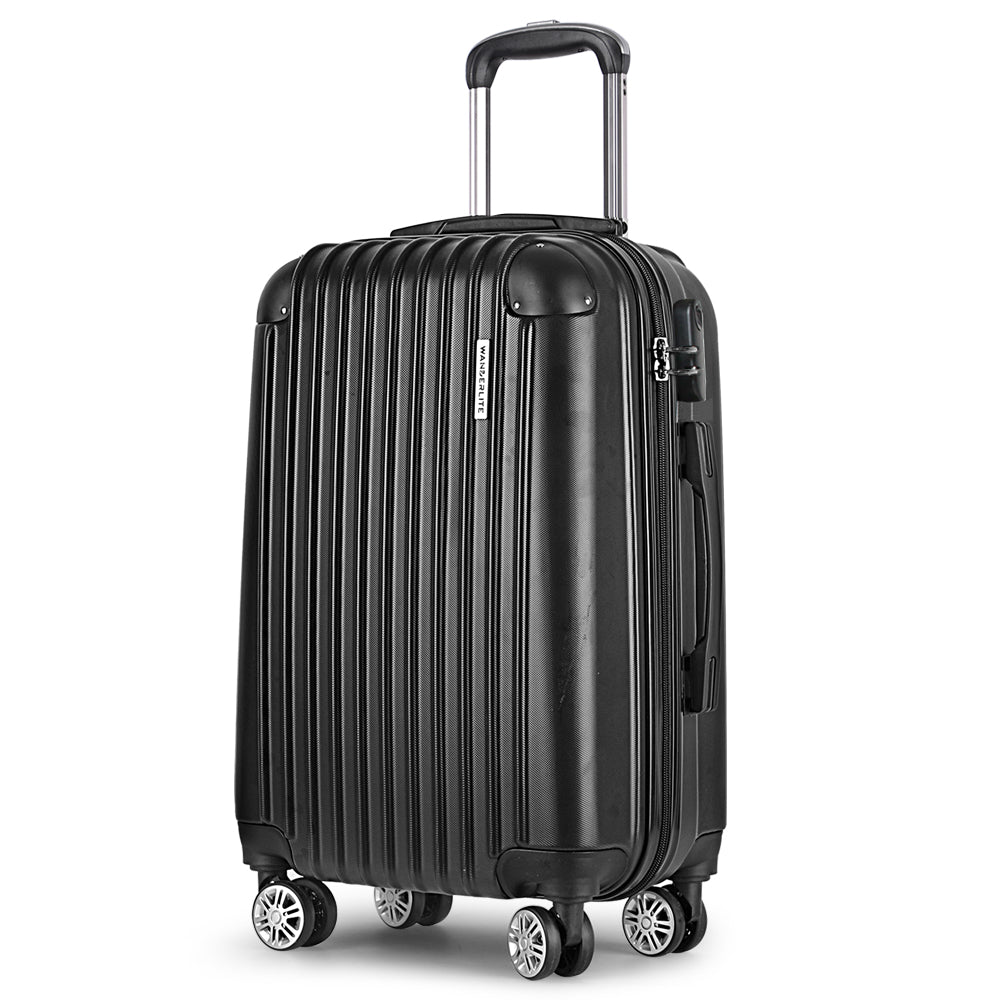 20" 55cm Luggage Trolley Travel Set Suitcase Carry On Hard Shell Case Sets Lightweight Black