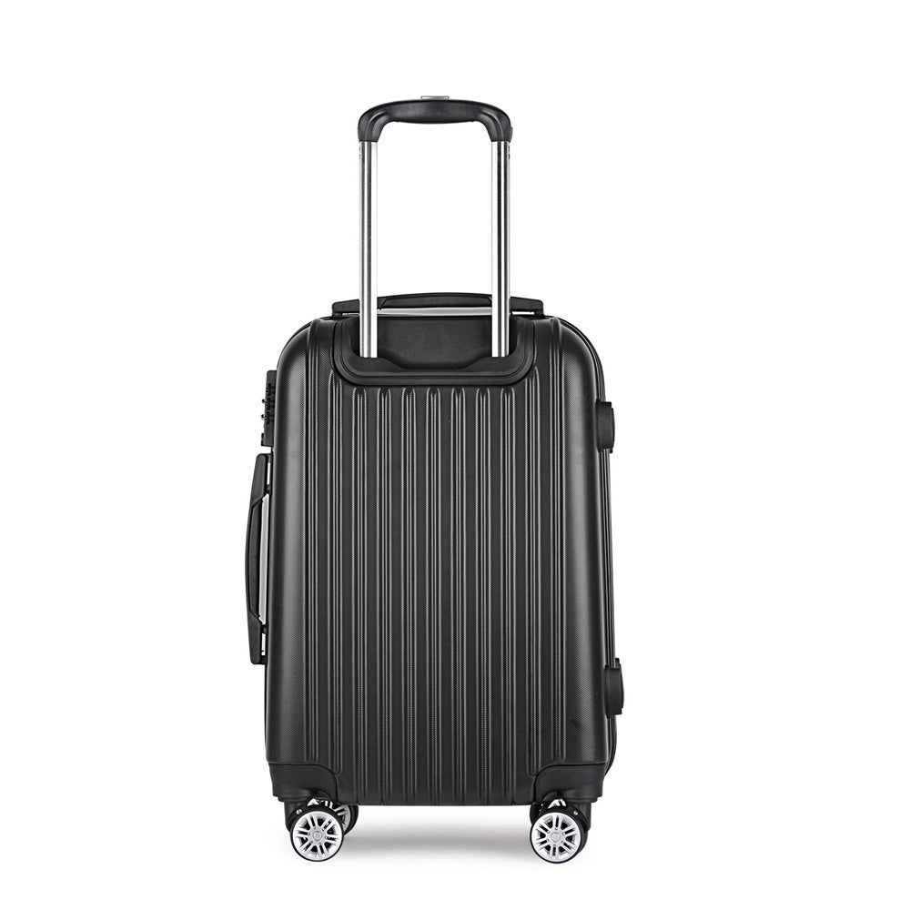 20" 55cm Luggage Trolley Travel Set Suitcase Carry On Hard Shell Case Sets Lightweight Black