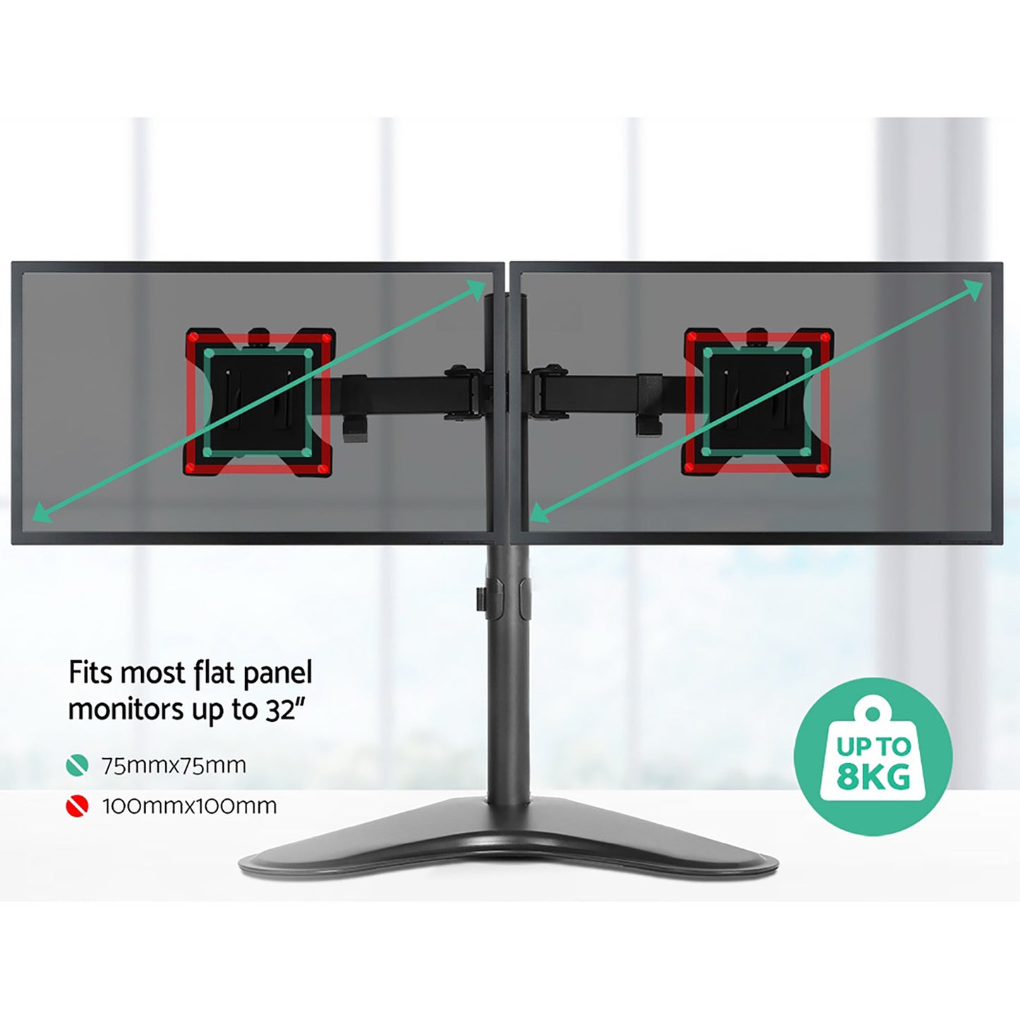 Monitor Arm Stand Dual Black