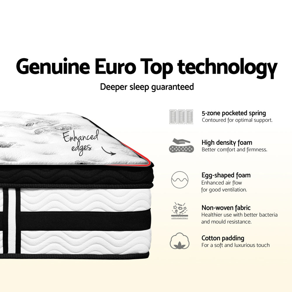 Bedding  Euro Top Pocket Spring Mattress 34cm Thick King