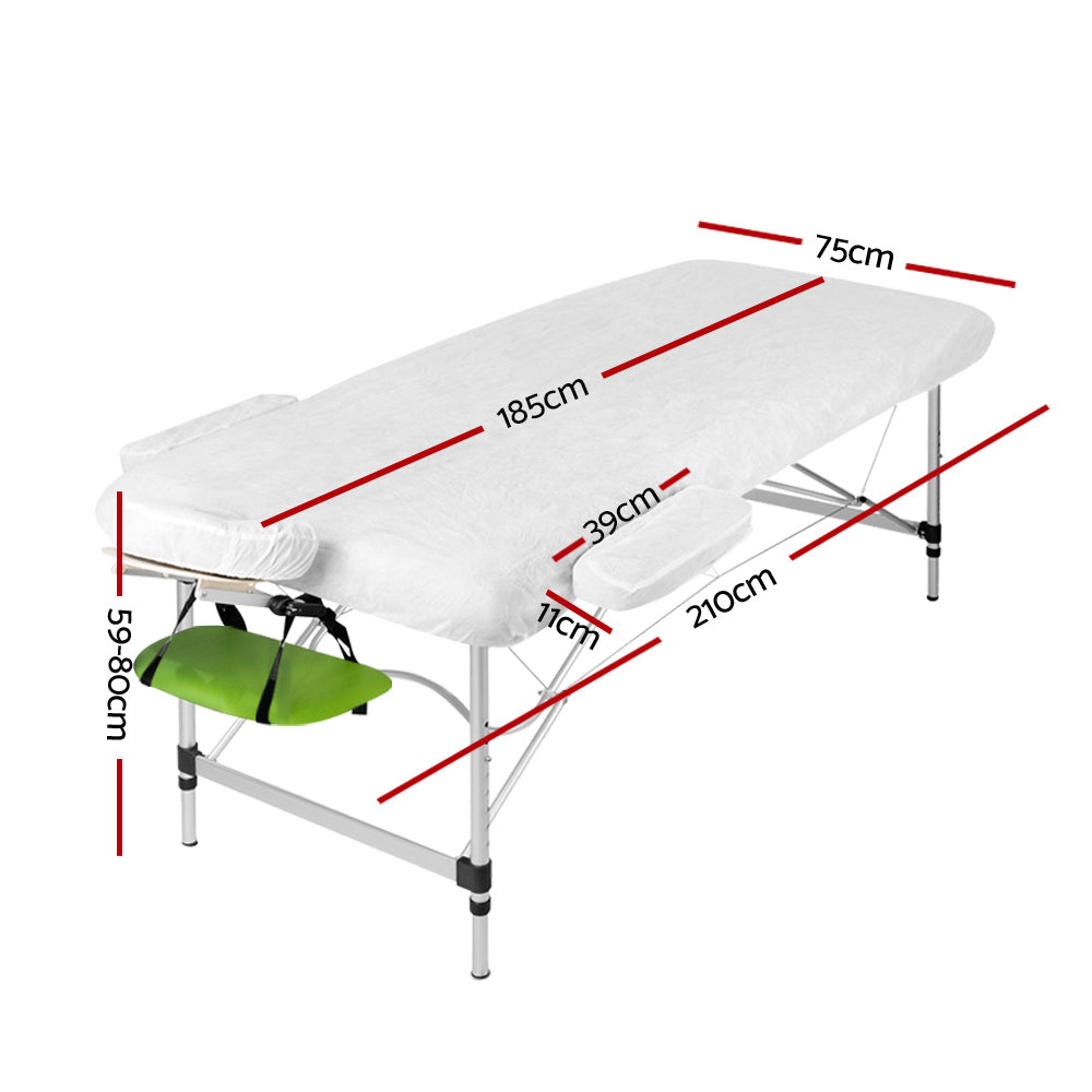 3 Fold Portable Aluminium Massage Table - Green & Black