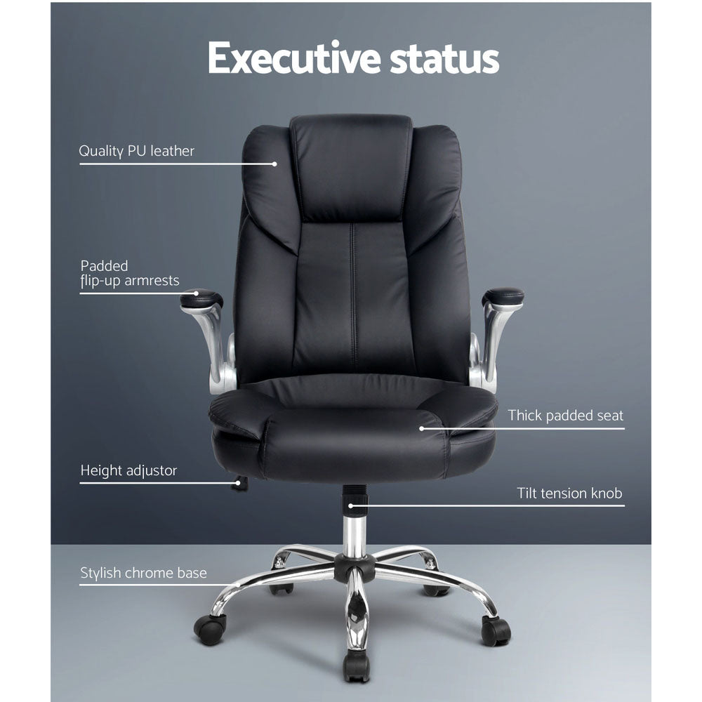 Executive Office Chair Leather Black