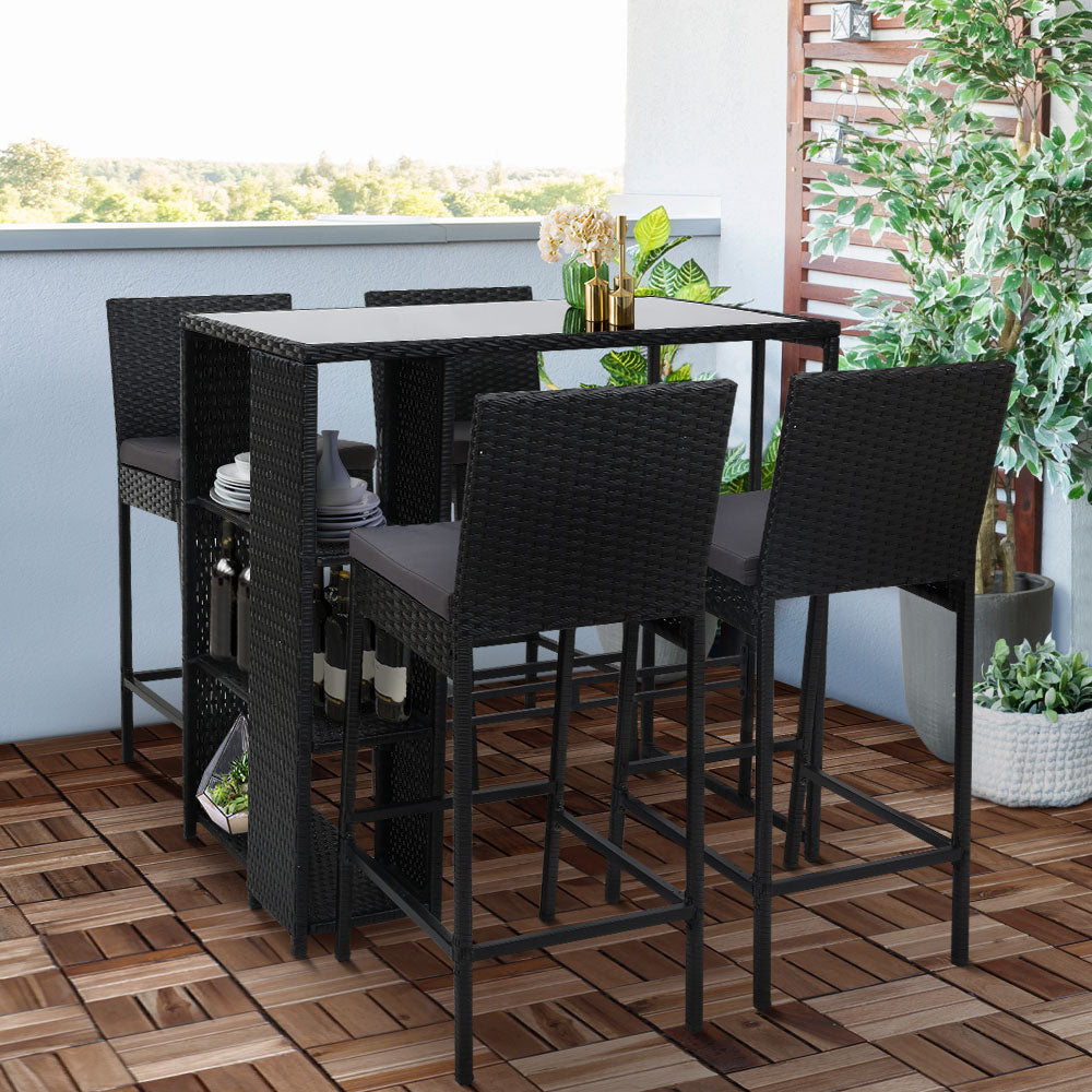 Outdoor Wicker Bar Table Set