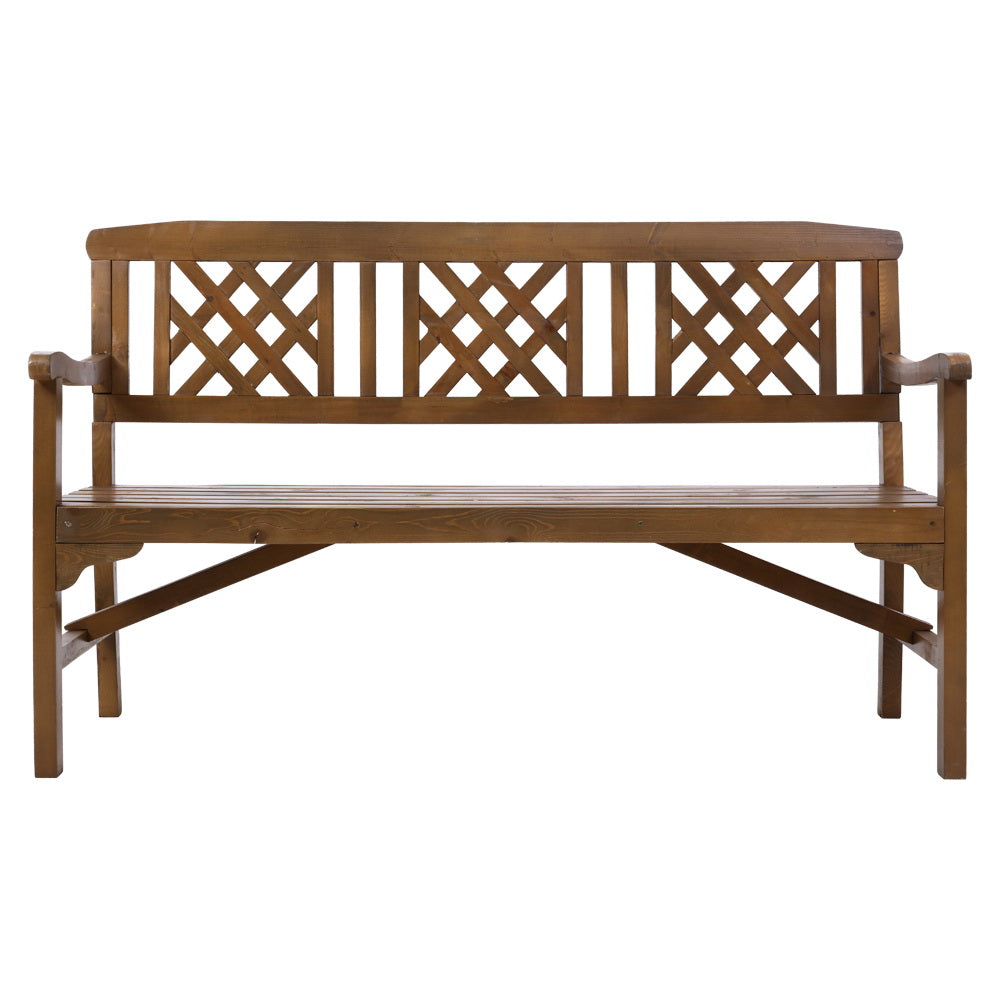 Wooden Garden Bench 3 Seat Patio Furniture Timber Outdoor Lounge Chair Natural