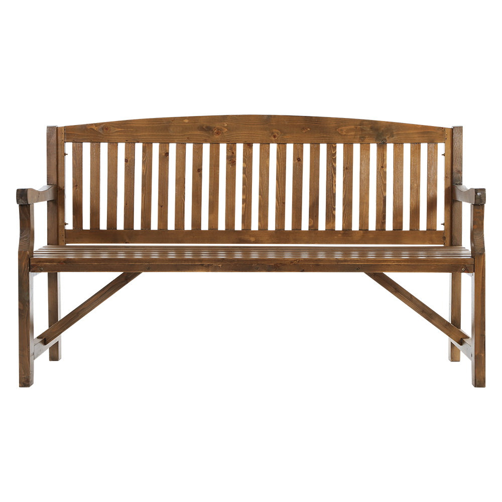 Wooden Garden Bench Chair Natural Outdoor Furniture Décor Patio Deck 3 Seater