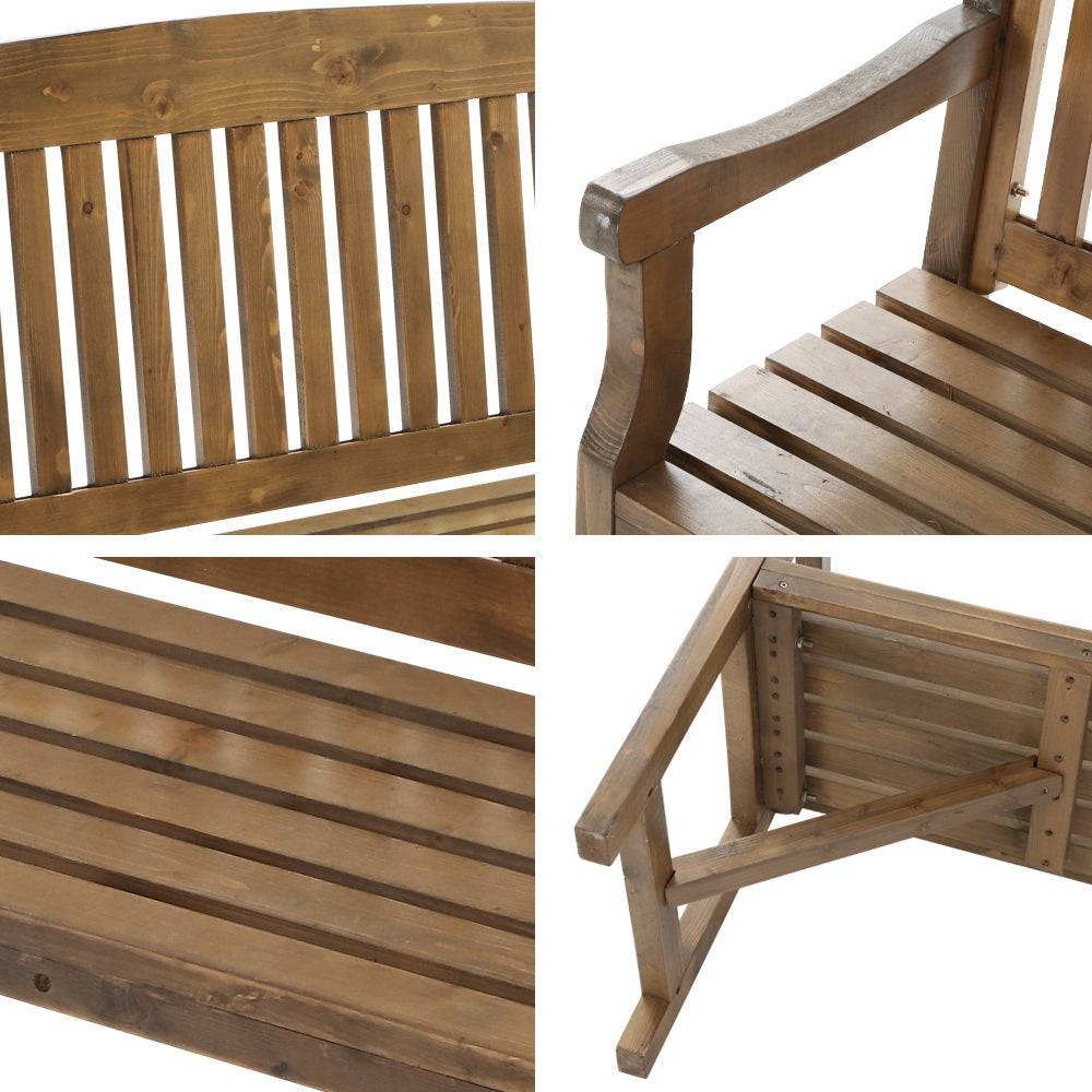 Wooden Garden Bench Chair Natural Outdoor Furniture Décor Patio Deck 3 Seater