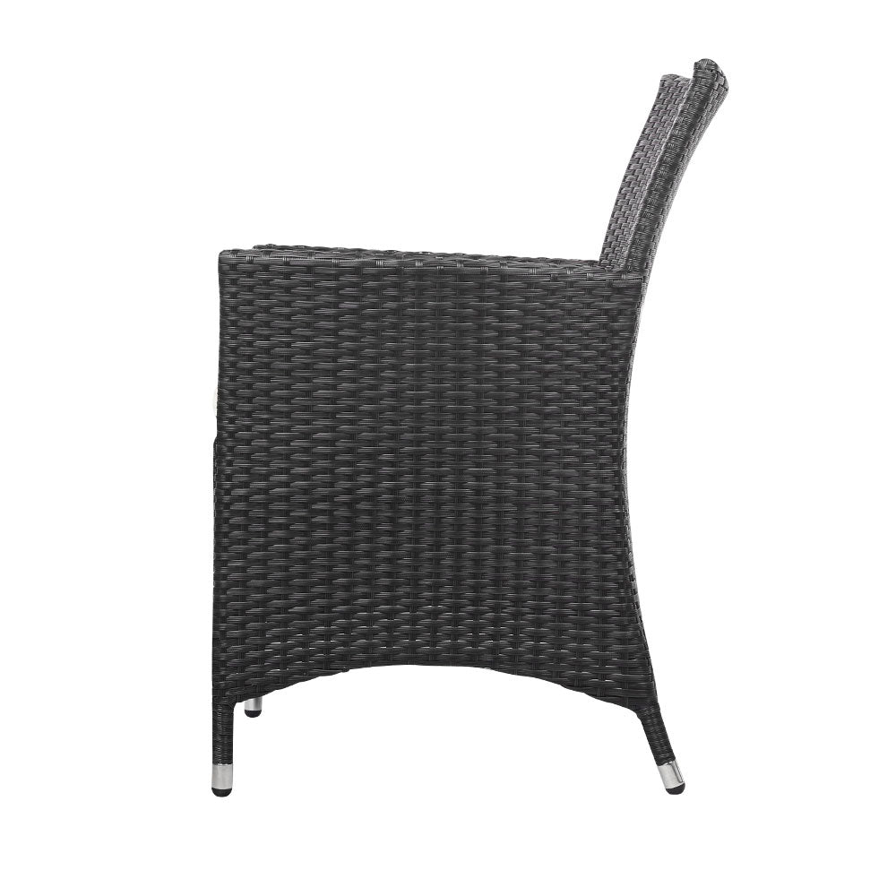 3pc Bistro Wicker Outdoor Furniture Set Black