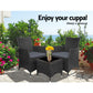 3pc Bistro Wicker Outdoor Furniture Set Black