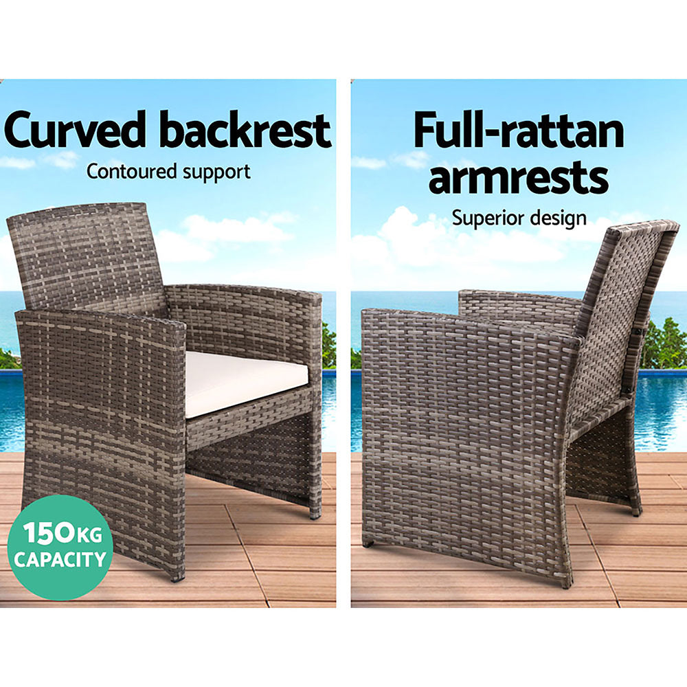 Garden Furniture Outdoor Lounge Setting Wicker Sofa Set Storage Cover Mixed Grey