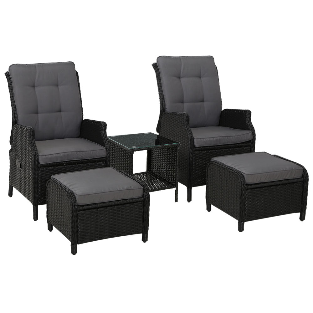 Recliner Chairs Sun lounge Setting Outdoor Furniture Patio Garden Wicker