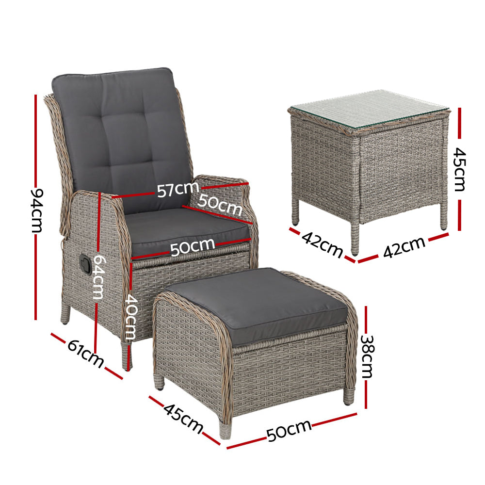 Recliner Chairs Sun lounge Outdoor Setting Patio Furniture Garden Wicker