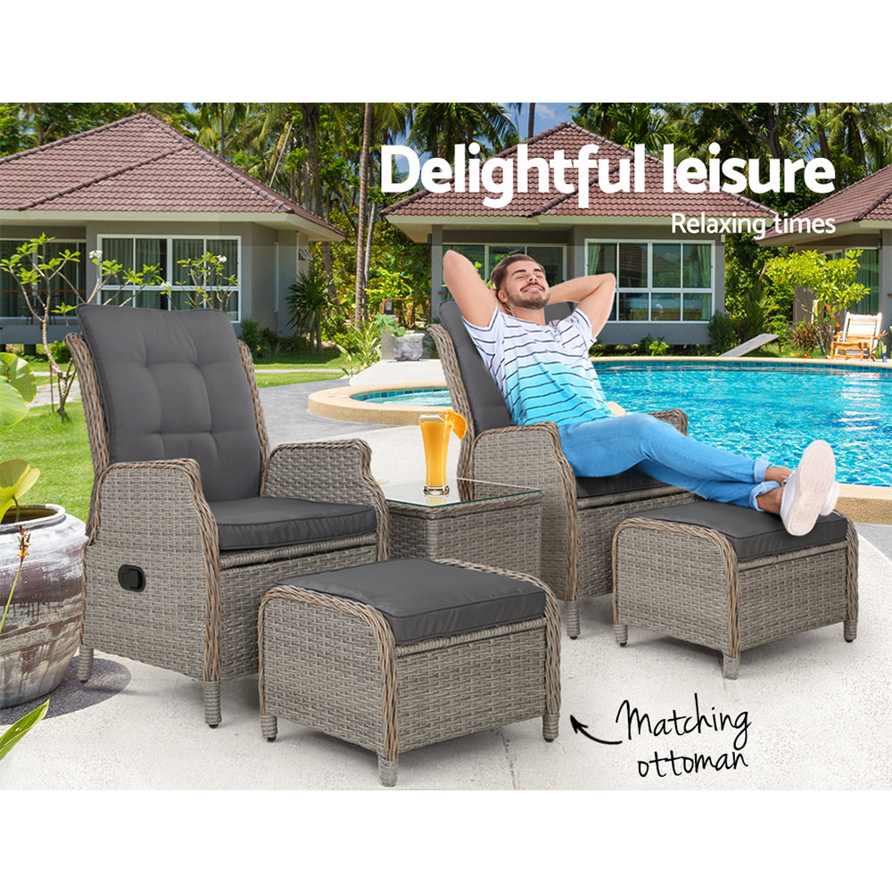 Recliner Chairs Sun lounge Outdoor Setting Patio Furniture Garden Wicker