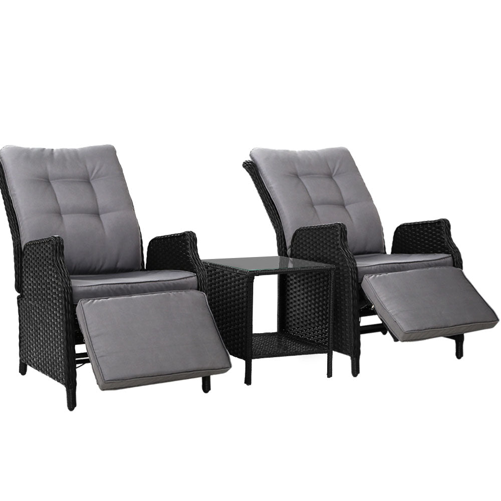 Recliner Chairs Sun lounge Setting Outdoor Furniture Patio Wicker Sofa