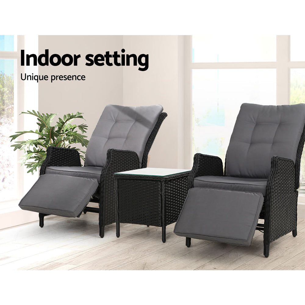 Recliner Chairs Sun lounge Setting Outdoor Furniture Patio Wicker Sofa