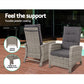 Outdoor Setting Recliner Chair Table Set Wicker lounge Patio Furniture Grey