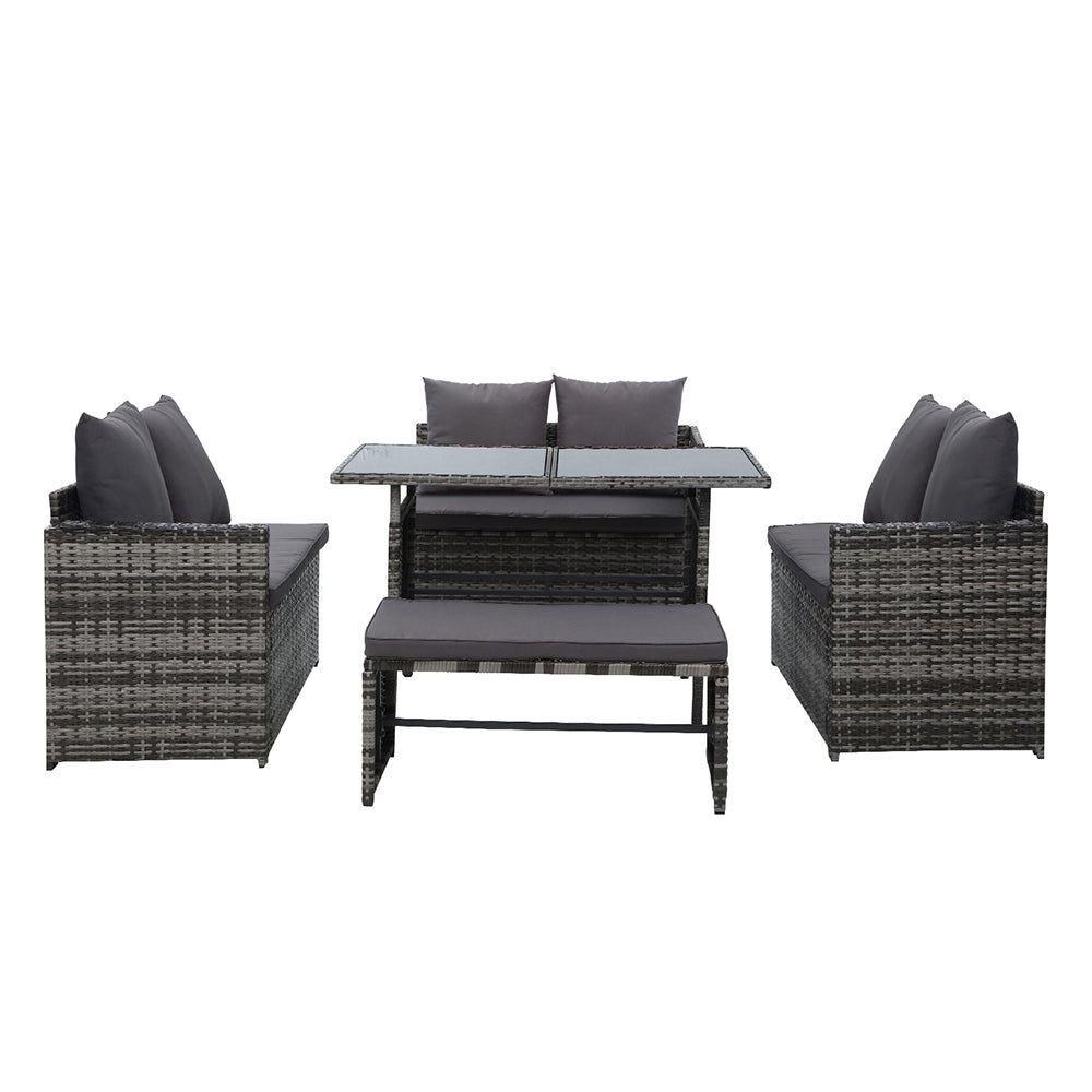 Outdoor Furniture Dining Setting Sofa Set Lounge Wicker 8 Seater Mixed Grey