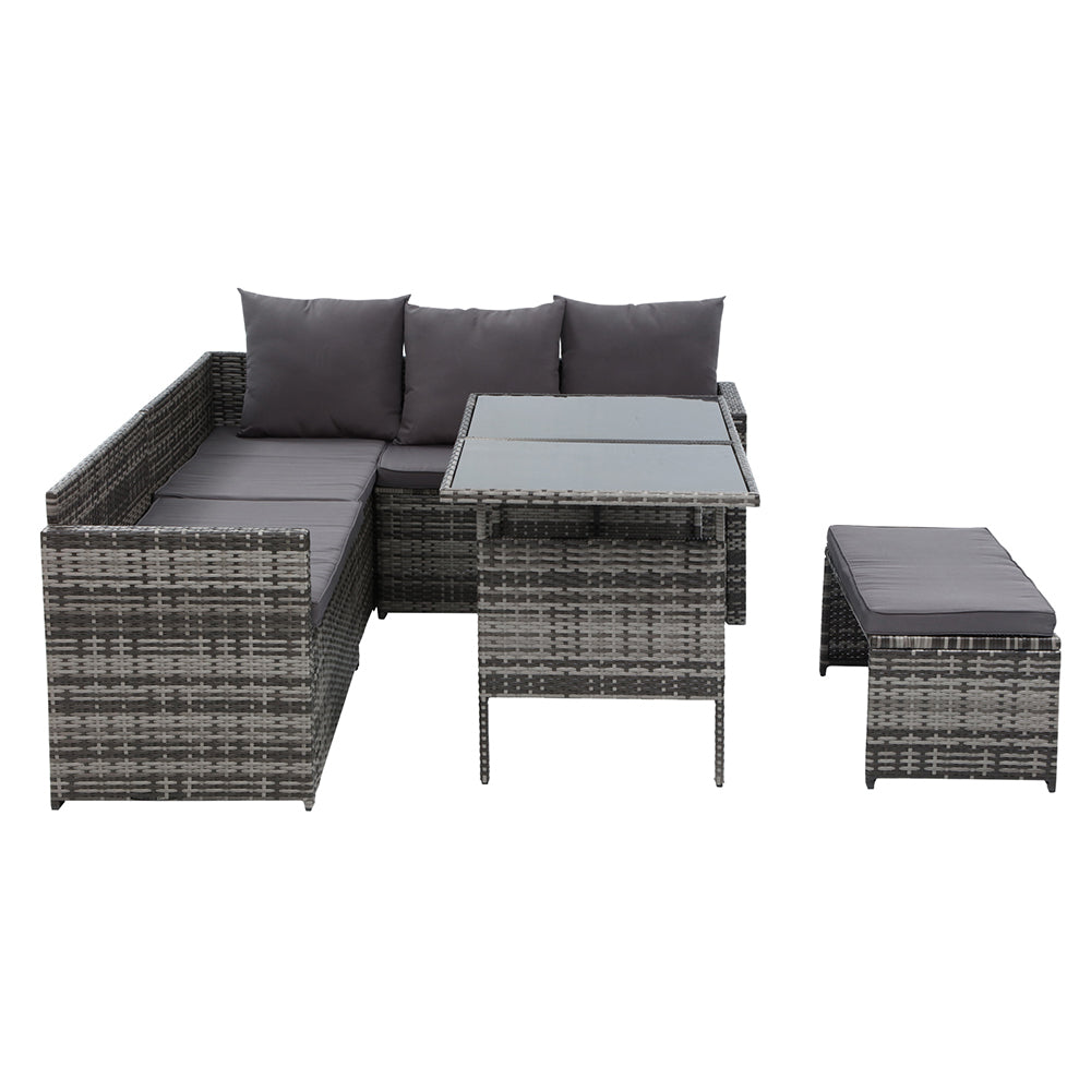 Outdoor Furniture Dining Setting Sofa Set Lounge Wicker 8 Seater Mixed Grey