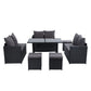Outdoor Furniture Dining Setting Sofa Set Lounge Wicker 9 Seater Black