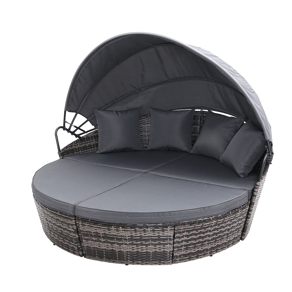 Outdoor Lounge Setting Patio Furniture Sofa Wicker Garden Rattan Set Day Bed Grey