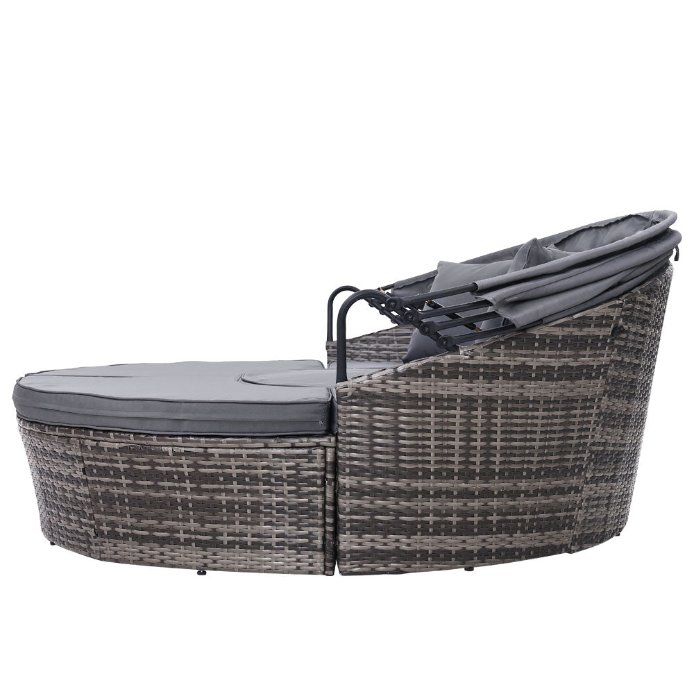 Outdoor Lounge Setting Sofa Patio Furniture Wicker Garden Rattan Set Day Bed Grey