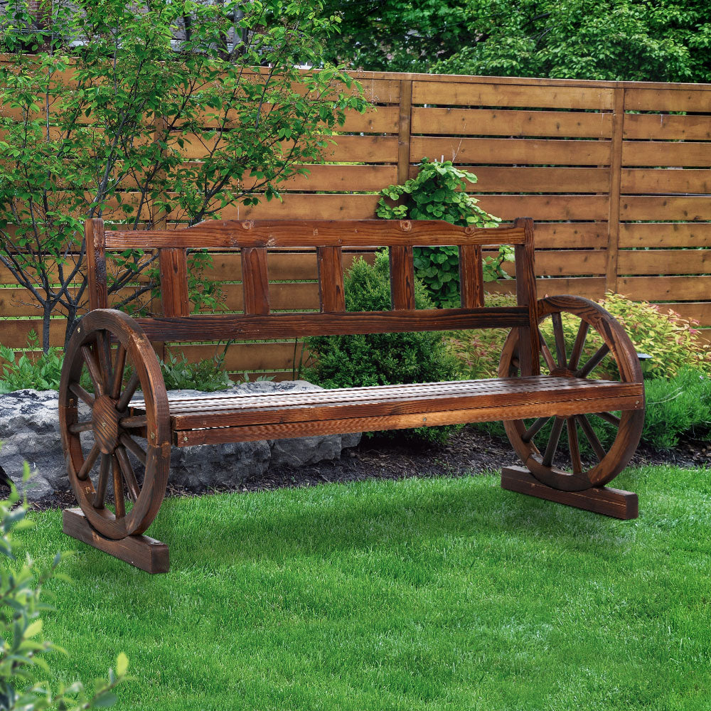 Wagon Wheel 3 Seat Garden Seat