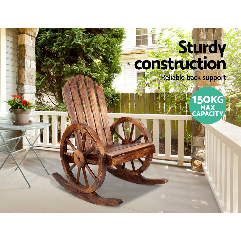 Wagon Wheels Rocking Chair - Brown