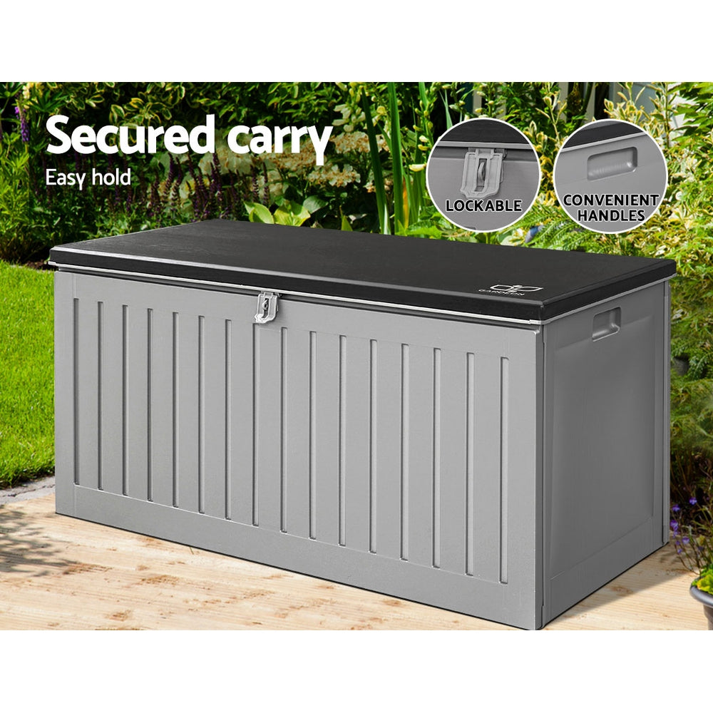 Outdoor Storage Box Container Garden Toy Indoor Tool Chest Sheds 270L Dark Grey