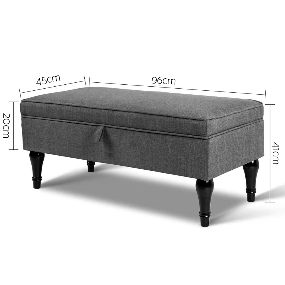 Fabric Storage Ottoman - Grey