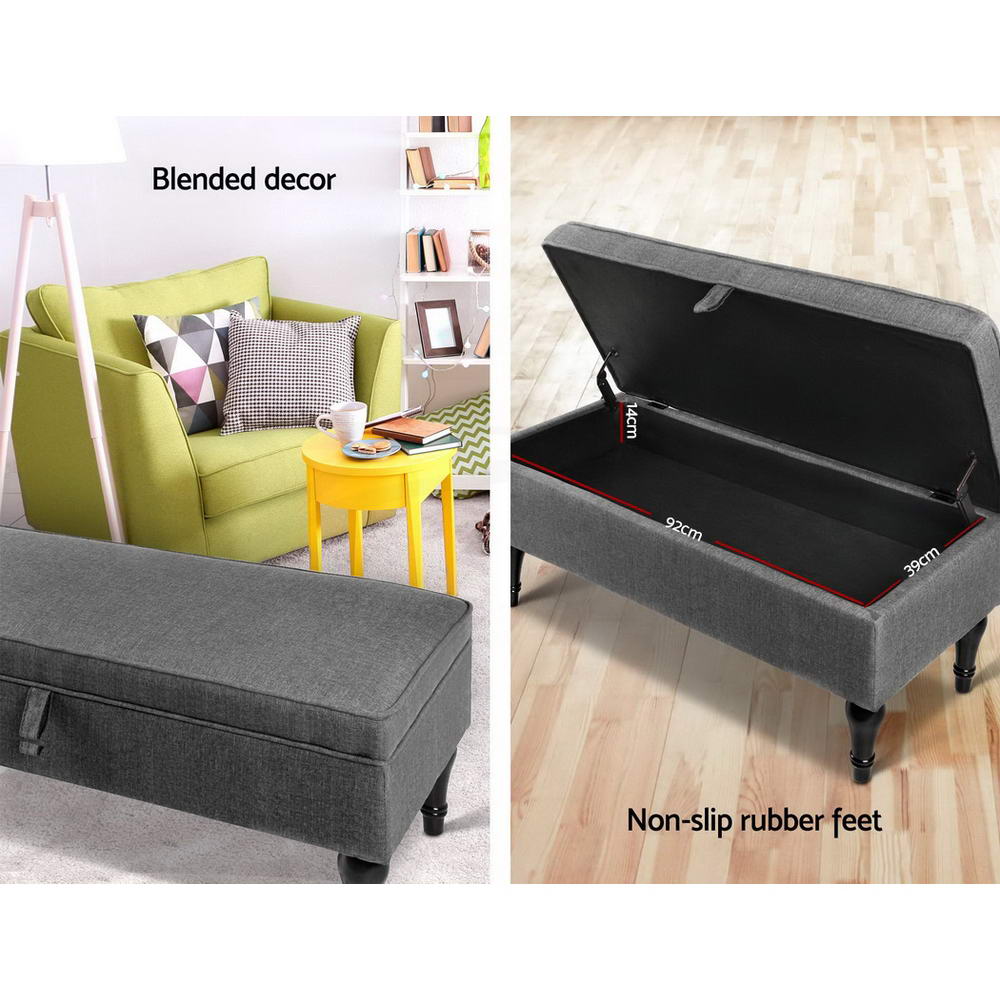 Fabric Storage Ottoman - Grey