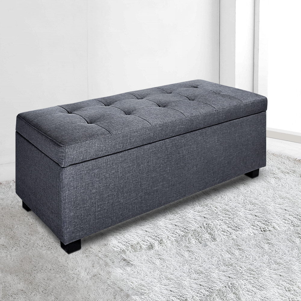 Large Fabric Storage Ottoman - Grey