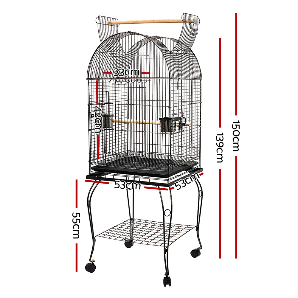 Large Bird Cage with Perch - Black