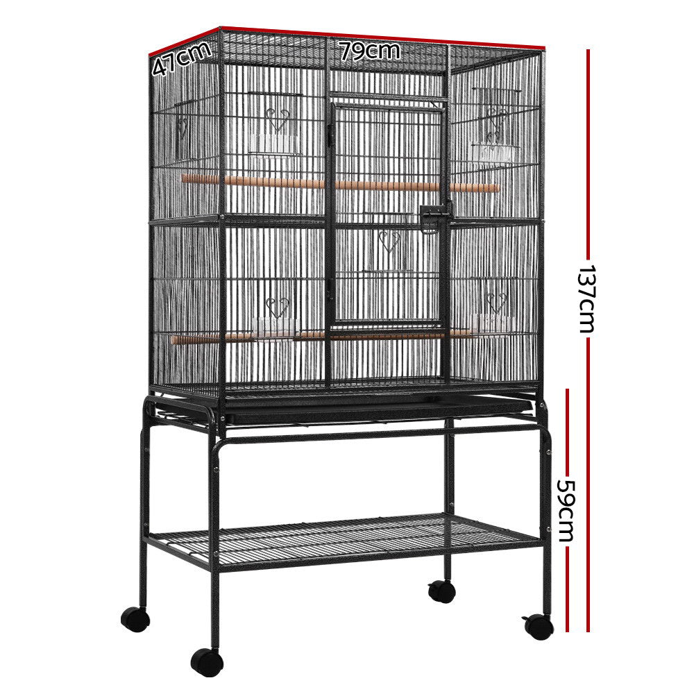 Bird Cage Pet Cages Aviary 137CM Large Travel Stand Budgie Parrot Toys