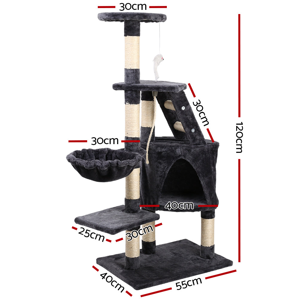 Cat Tree 120cm Trees Scratching Post Scratcher Tower Condo House Furniture Wood Multi Level