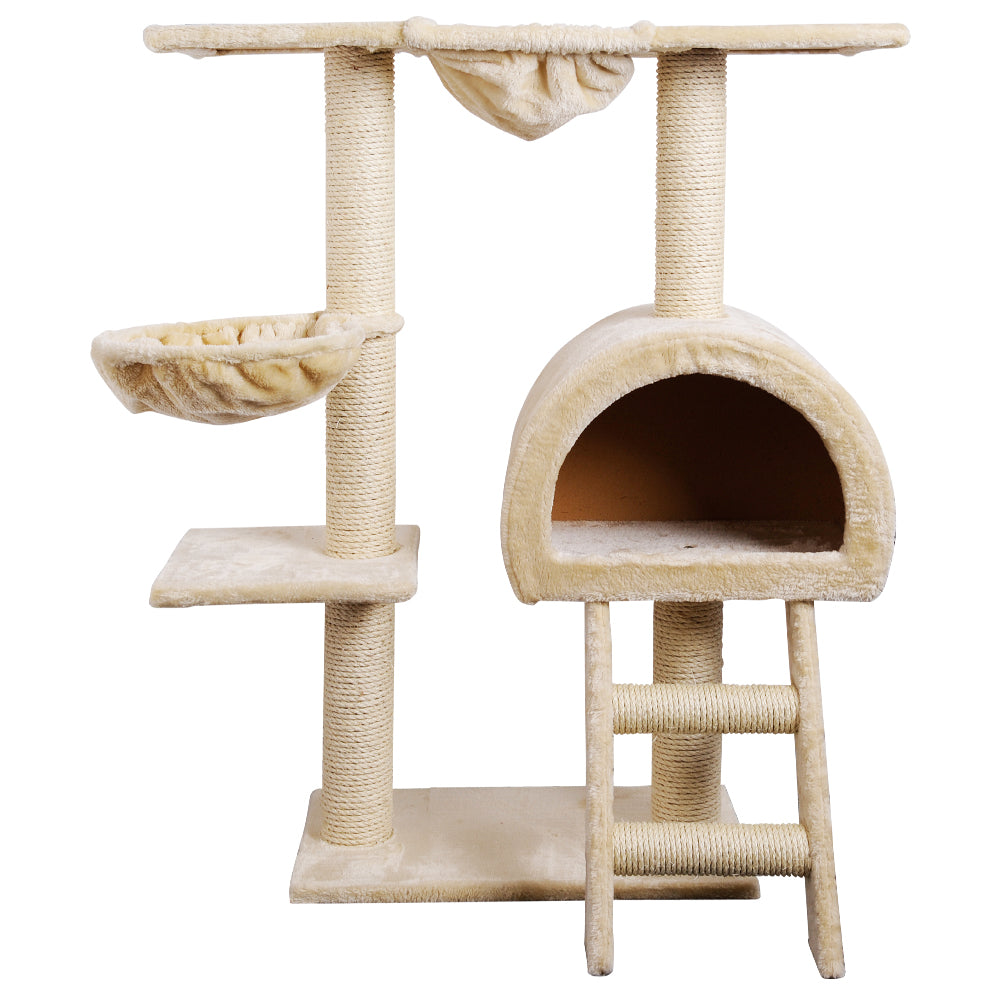 Cat Tree Trees Scratching Post Scratcher Condo Tower House Bed Beige 100cm