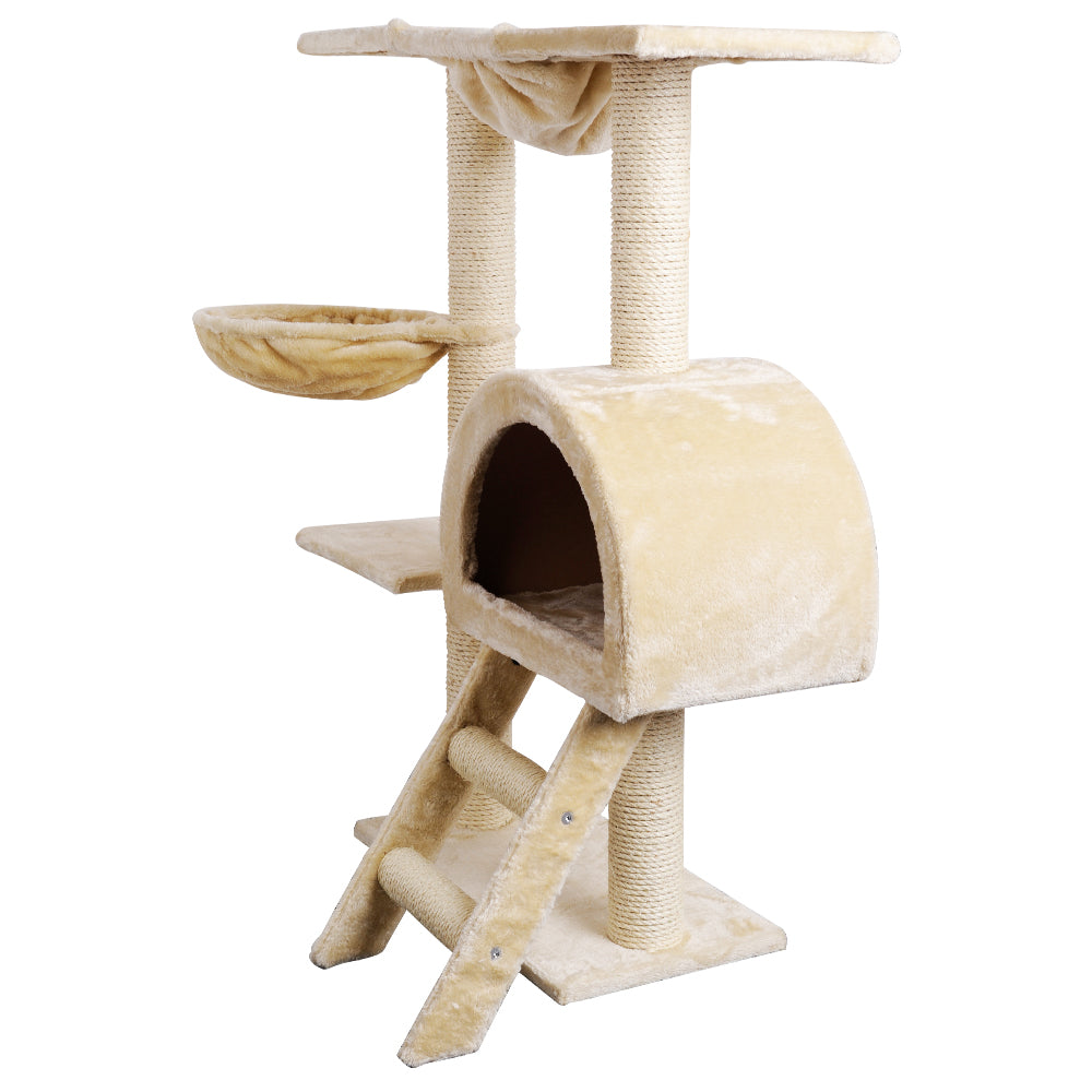 Cat Tree Trees Scratching Post Scratcher Condo Tower House Bed Beige 100cm