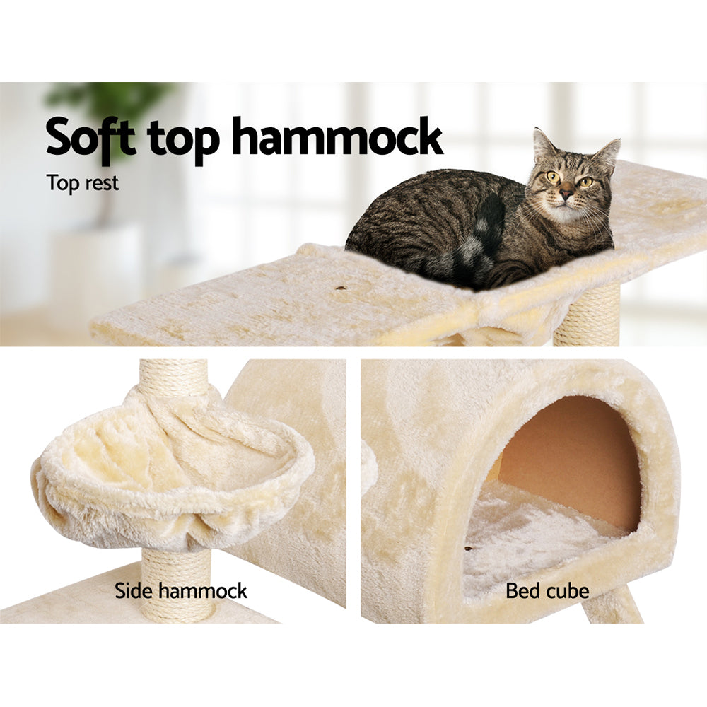 Cat Tree Trees Scratching Post Scratcher Condo Tower House Bed Beige 100cm